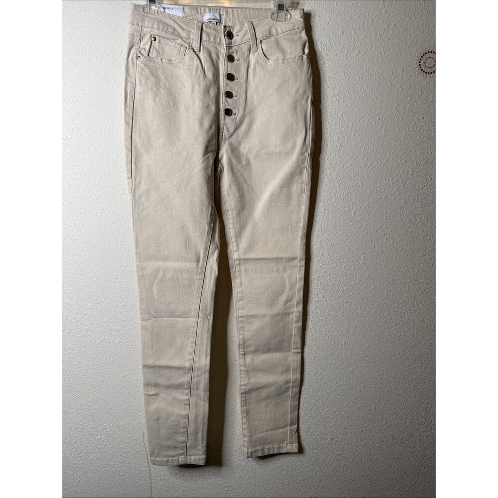 WE WORE WHAT Button Fly The Danielle Jeans Womens 27 Khaki Beige